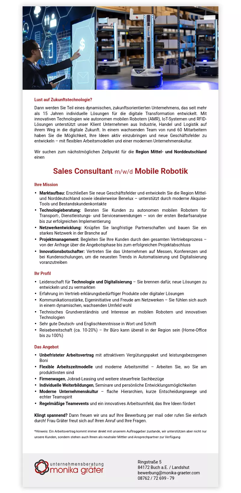 Sales Consultant m/w/d Mobile Robotik