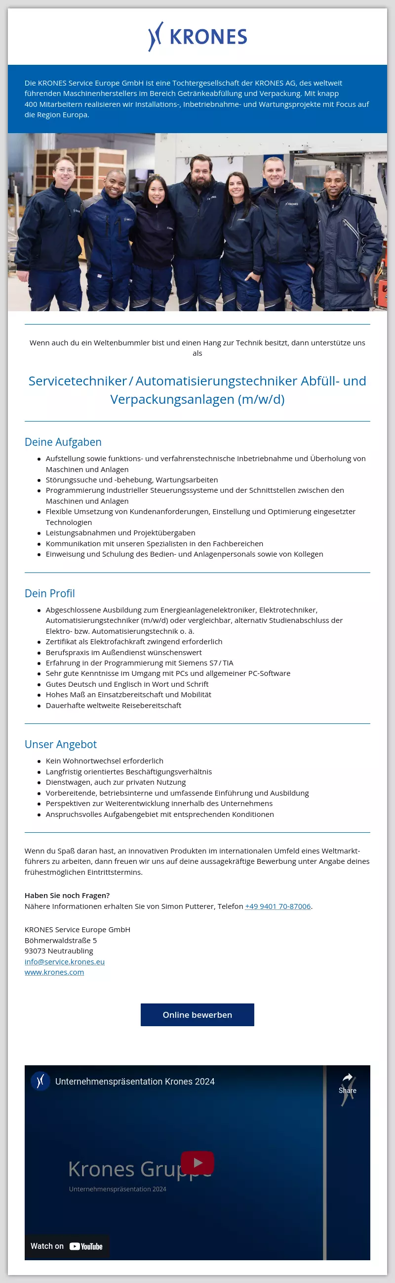 Servicetechniker / Automatisierungstechniker Abfüll- und Verpackungsanlagen (m/w/d)