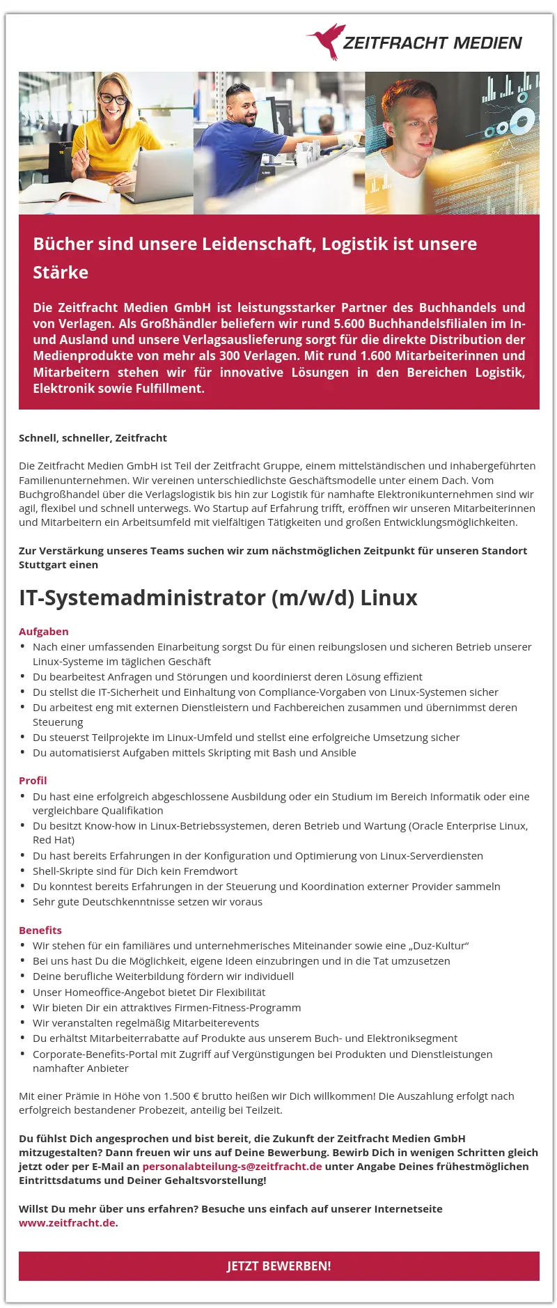 IT-Systemadministrator (m/w/d) Linux