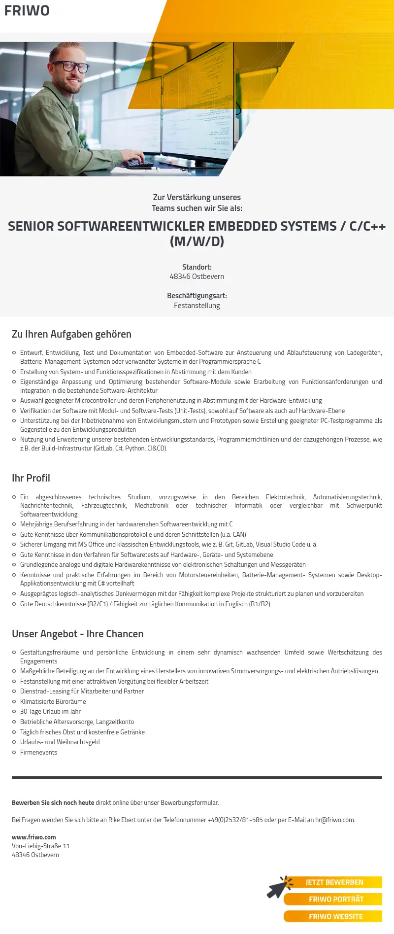 Senior Softwareentwickler Embedded Systems / C/C++ (m/w/d)