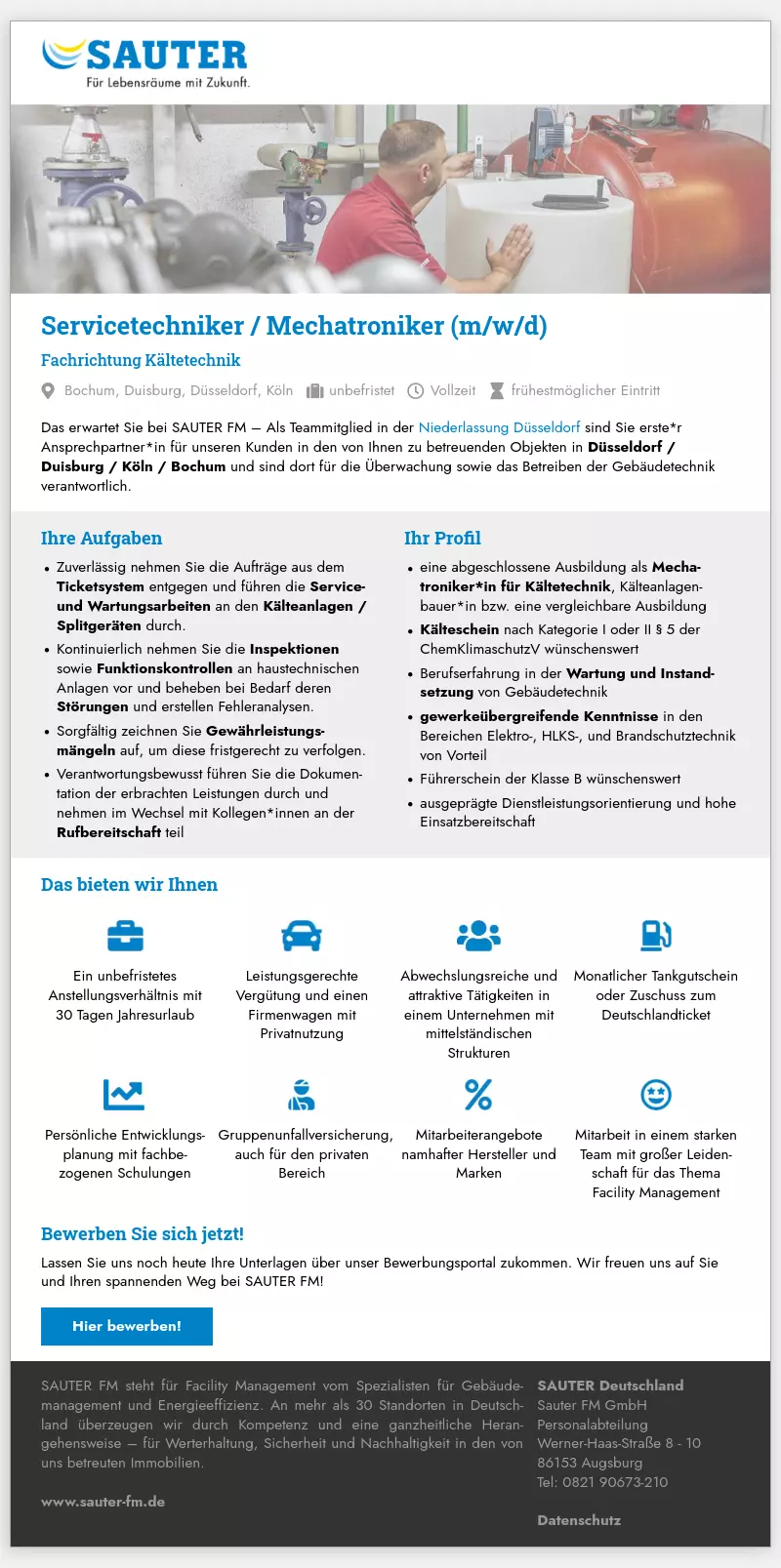 Servicetechniker / Mechatroniker (m/w/d) Fachrichtung Kältetechnik