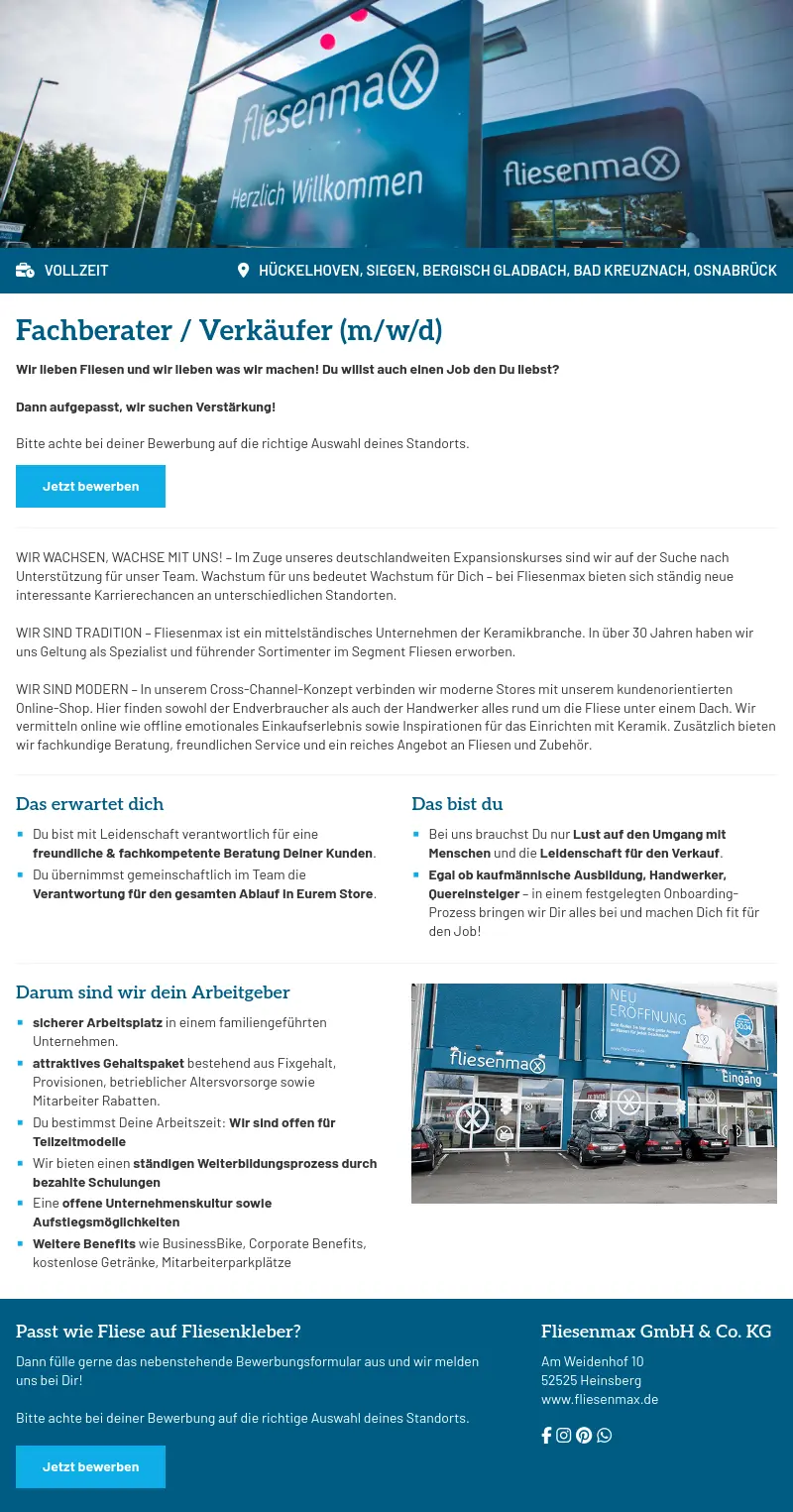 Fachberater / Verkäufer (m/w/d)