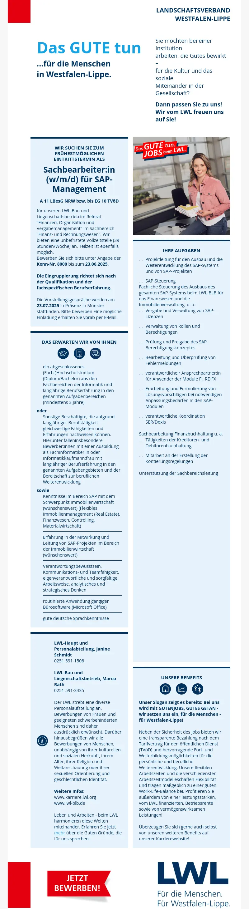 Sachbearbeiter:in (w/m/d) für SAP-Management