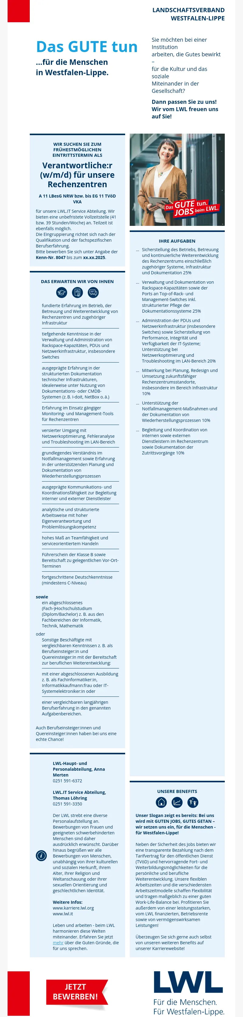 Verantwortliche:r (w/m/d) für unsere Rechenzentren