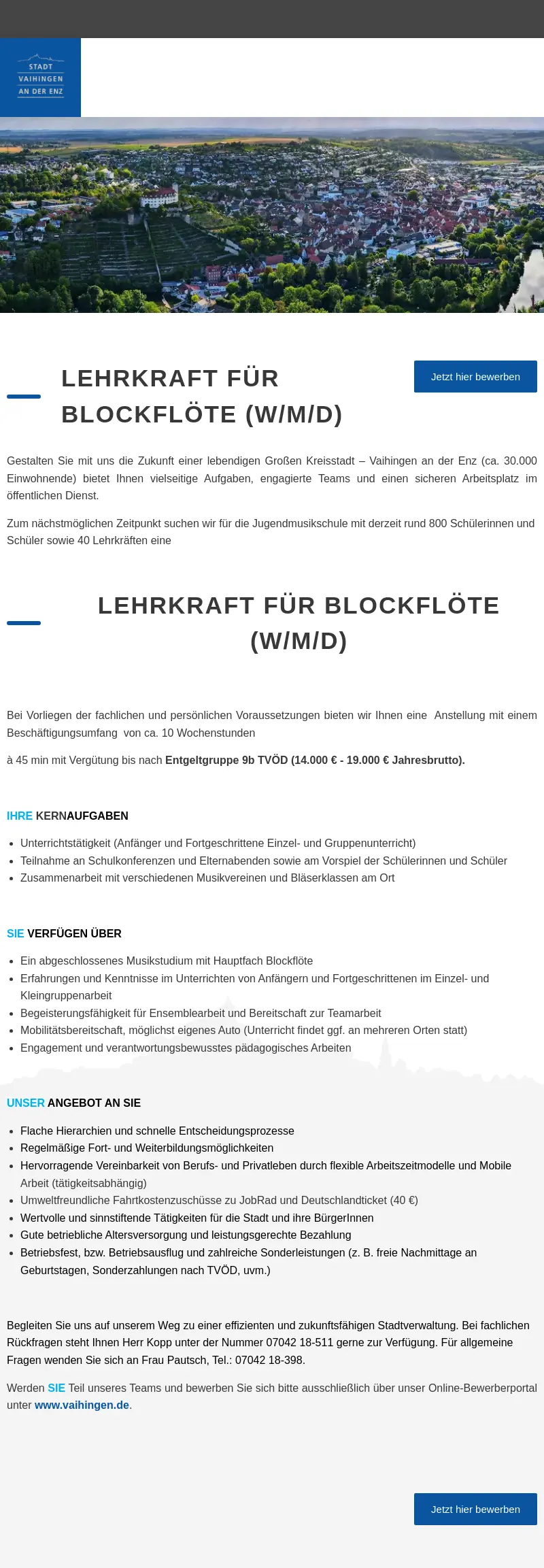 Lehrkraft für Blockflöte (w/m/d)