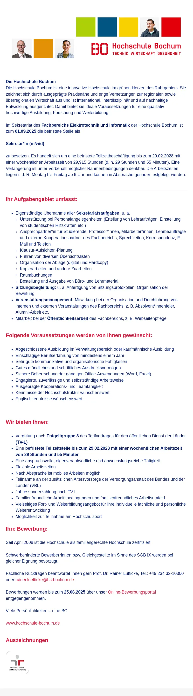 Sekretär*in (m/w/d)