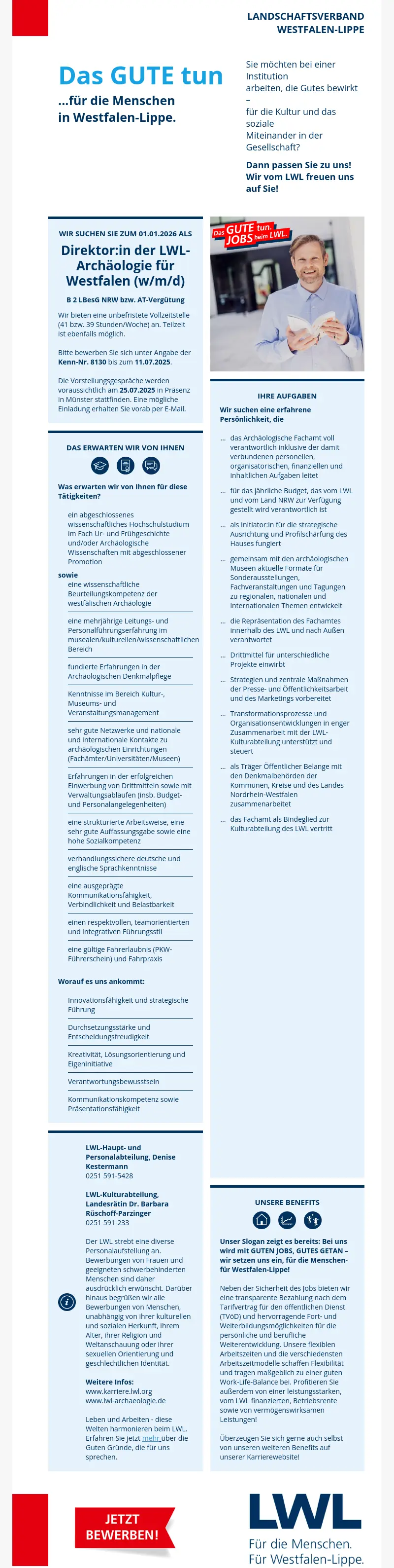 Direktor:in der LWL-Archäologie für Westfalen (w/m/d)