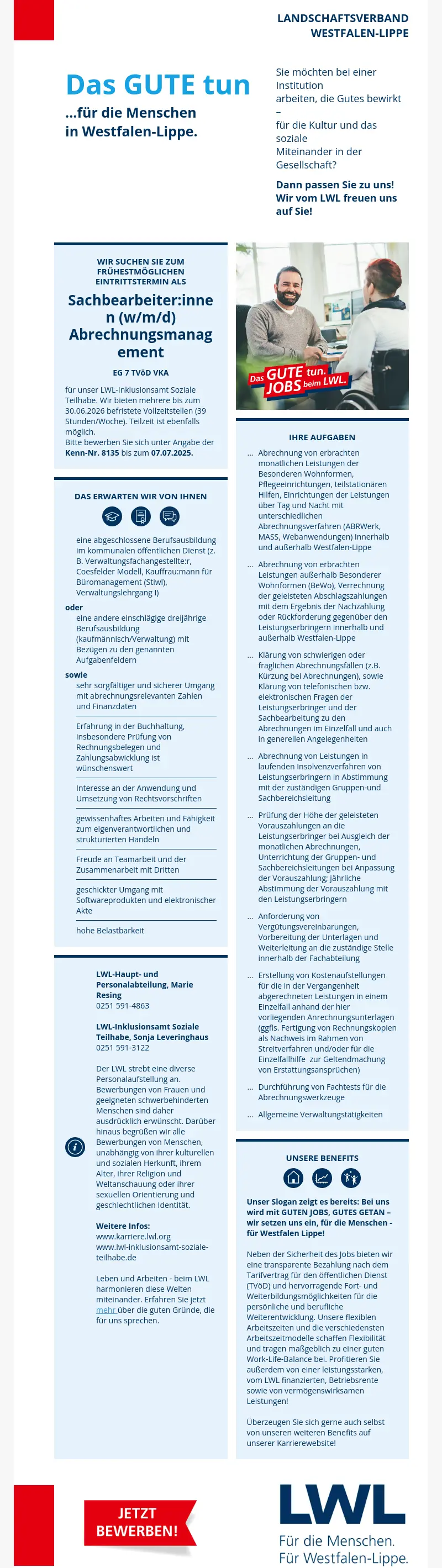 Sachbearbeiter:innen (w/m/d) Abrechnungsmanagement