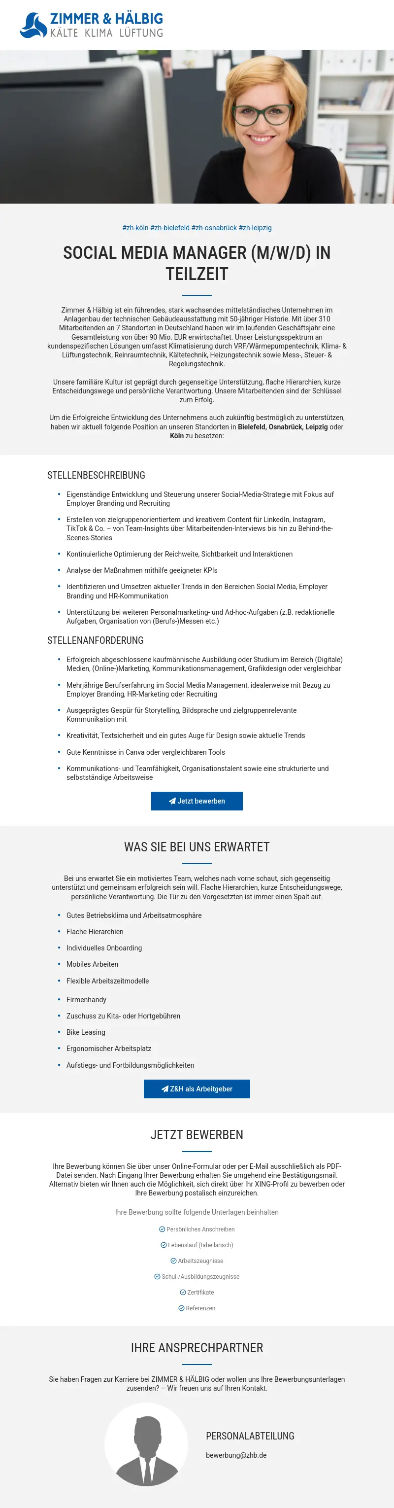 Social Media Manager (m/w/d) in Teilzeit