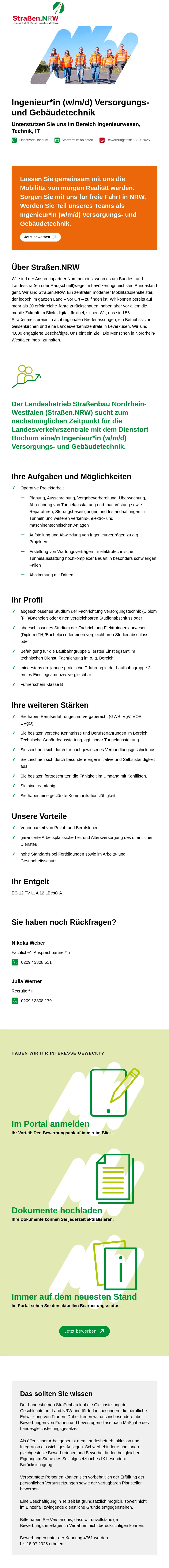 Ingenieur*in (w/m/d) Versorgungs- und Gebäudetechnik