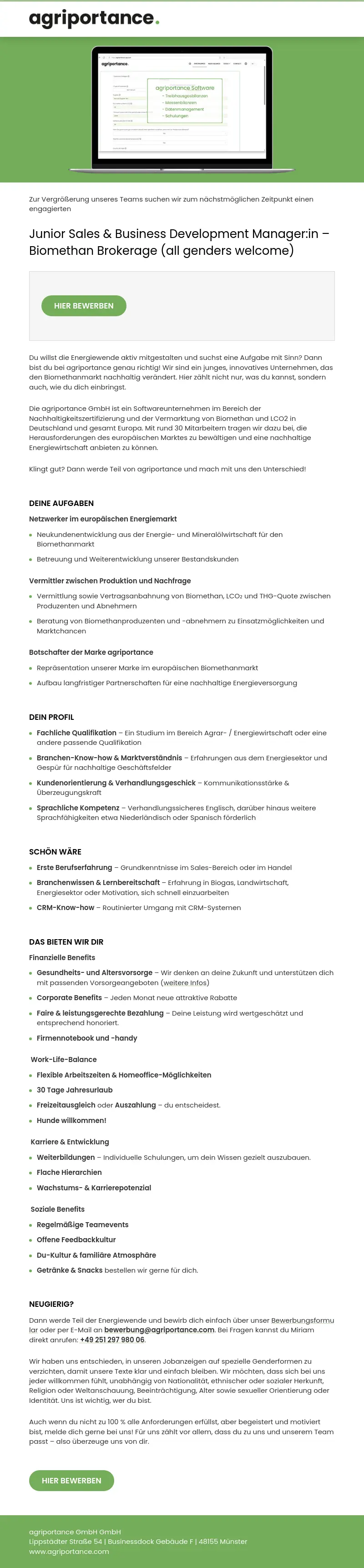 Junior Sales & Business Development Manager:in - Biomethan Brokerage (all genders welcome)