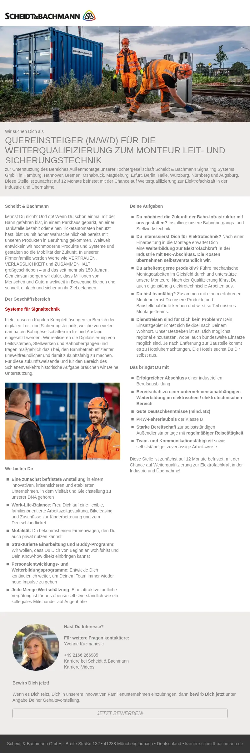 Quereinsteiger (m/w/d) für die Weiterqualifizierung zum Monteur Leit- und Sicherungstechnik