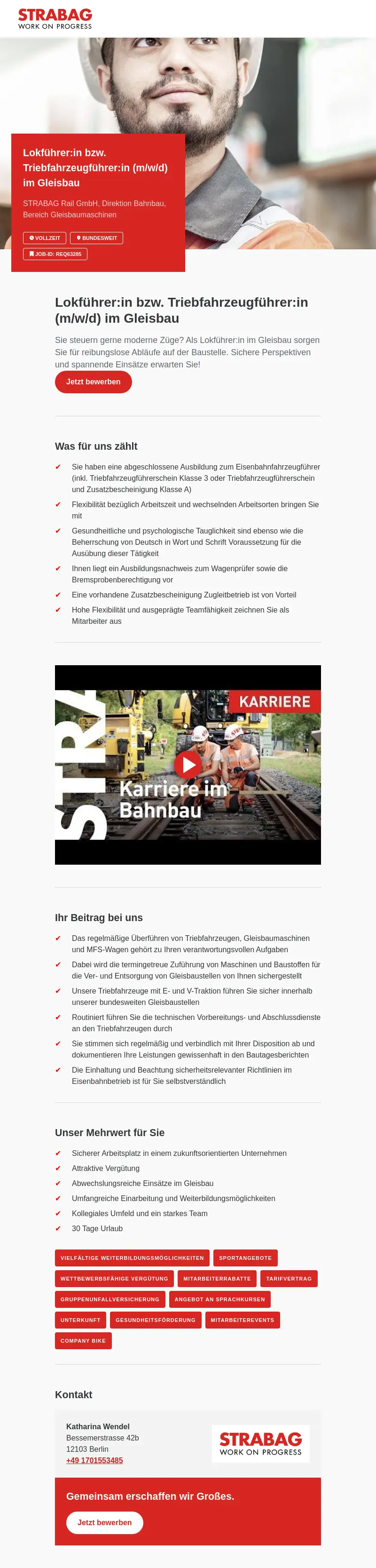 Lokführer:in bzw. Triebfahrzeugführer:in (m/w/d) im Gleisbau