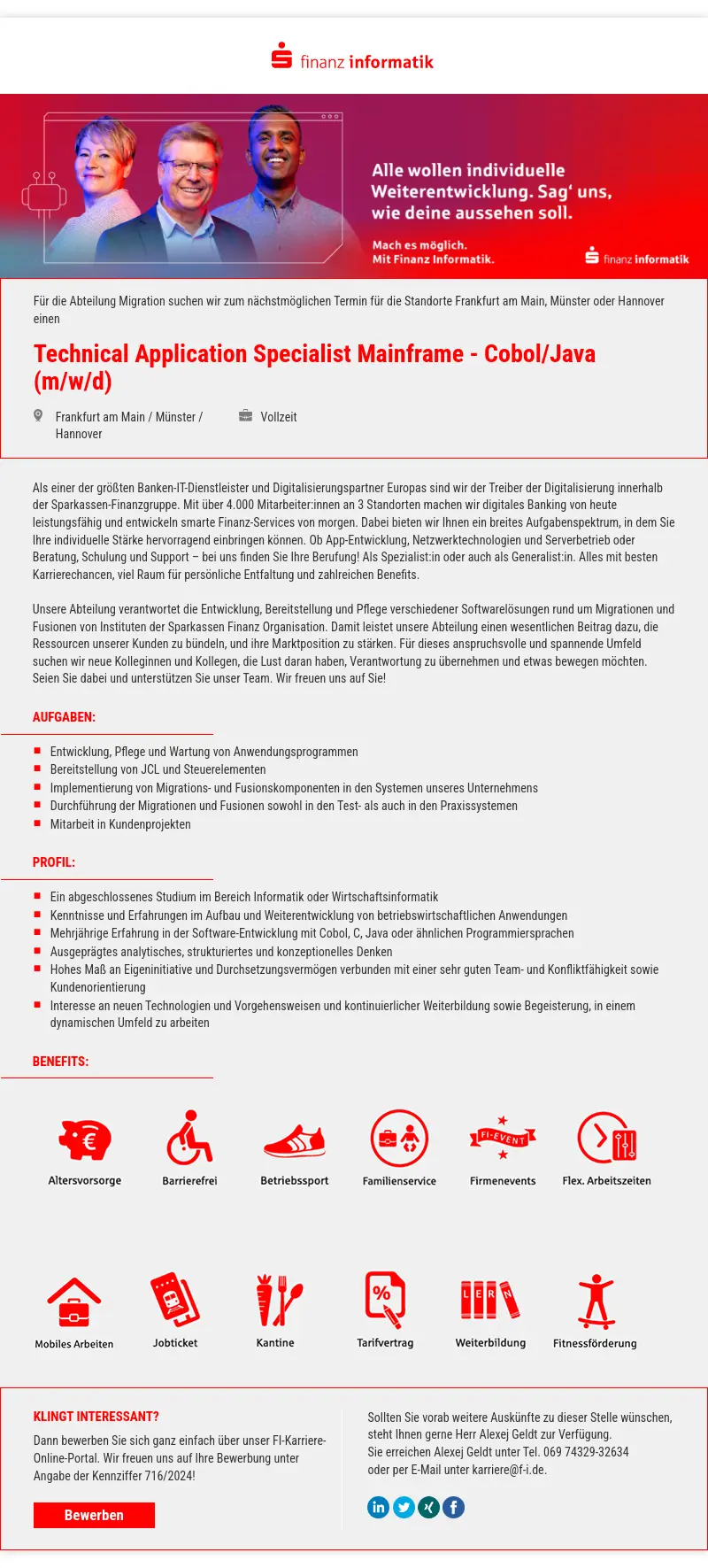 Technical Application Specialist Mainframe - Cobol/Java (m/w/d)