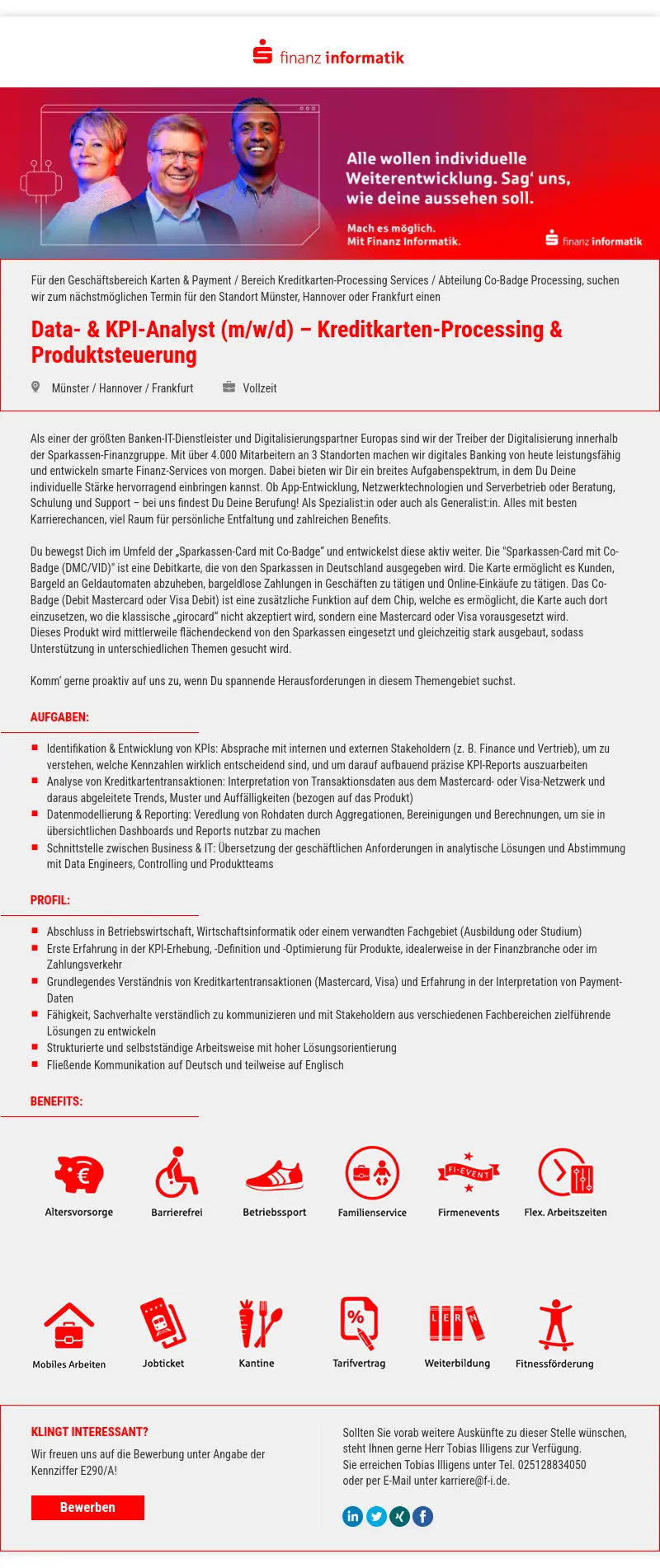 Data- & KPI-Analyst (m/w/d) - Kreditkarten-Processing & Produktsteuerung
