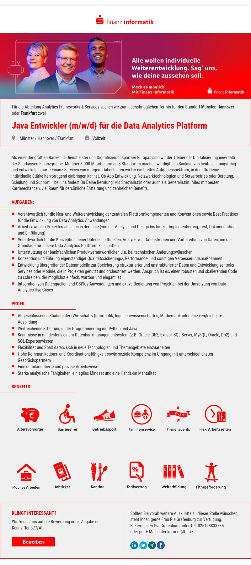 Java Entwickler (m/w/d) für die Data Analytics Platform