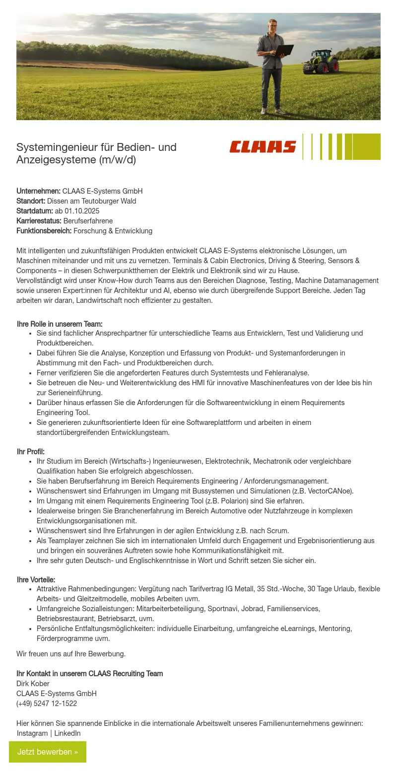 Systemingenieur für Bedien- und Anzeigesysteme (m/w/d)