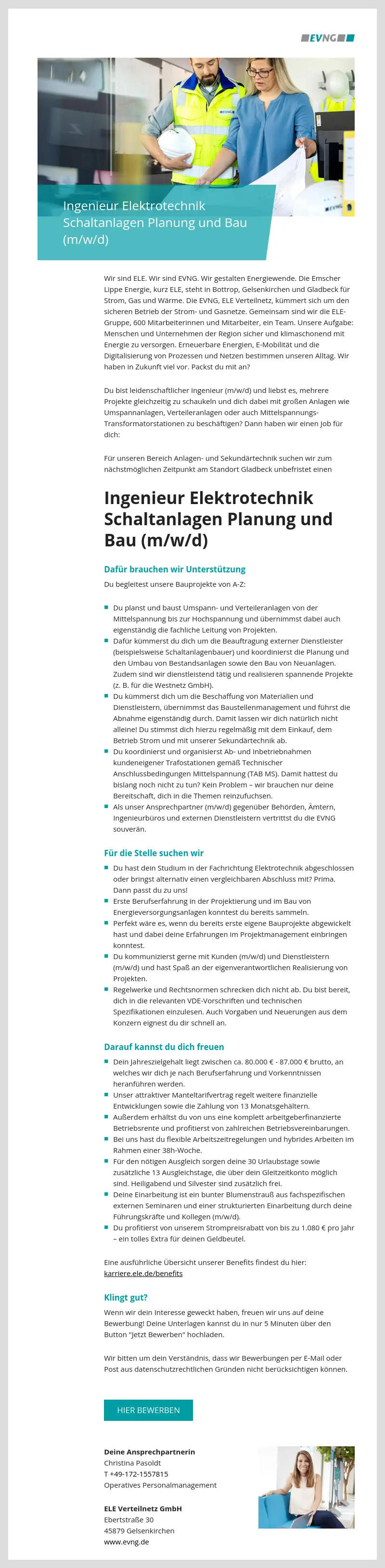 Ingenieur Elektrotechnik Schaltanlagen Planung und Bau (m/w/d)