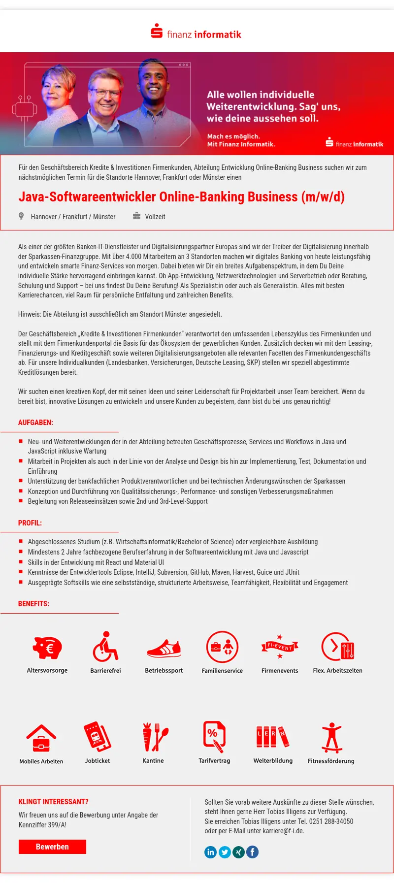 Java-Softwareentwickler Online-Banking Business (m/w/d)