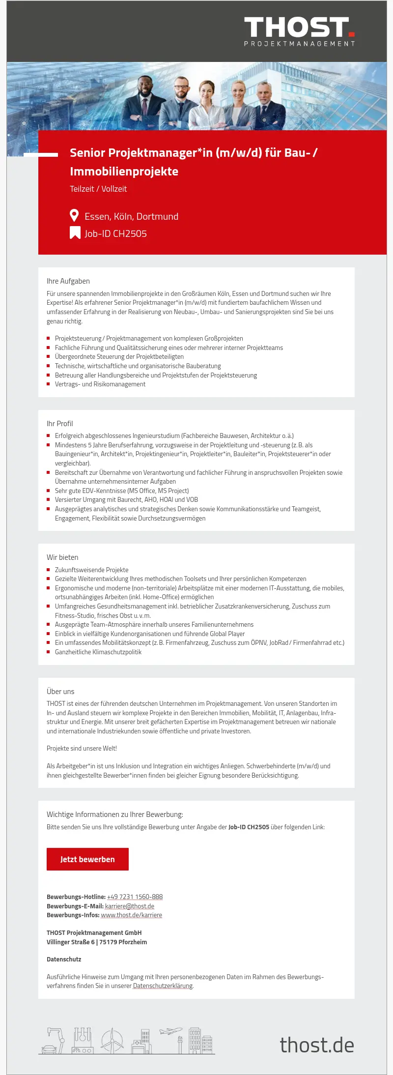 Senior Projektmanager*in (m/w/d) für Bau- / Immobilienprojekte