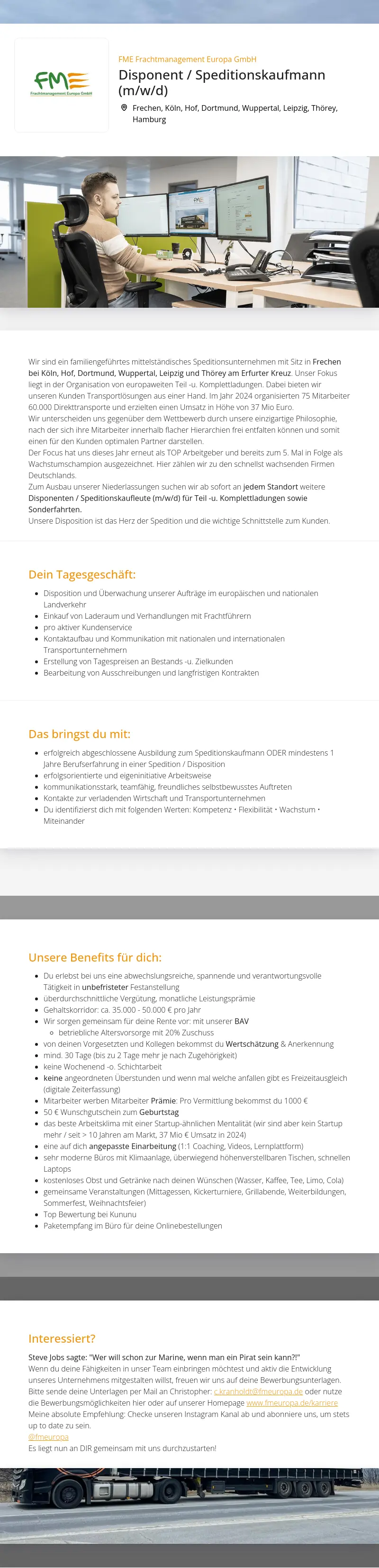 Disponent / Speditionskaufmann (m/w/d)