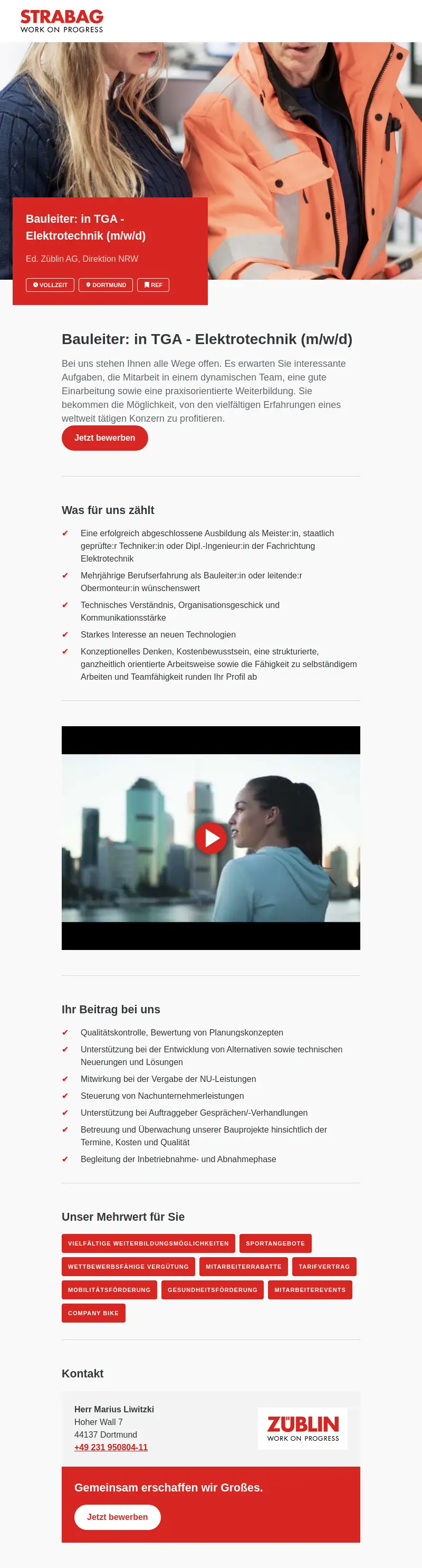 Bauleiter: in TGA - Elektrotechnik (m/w/d)