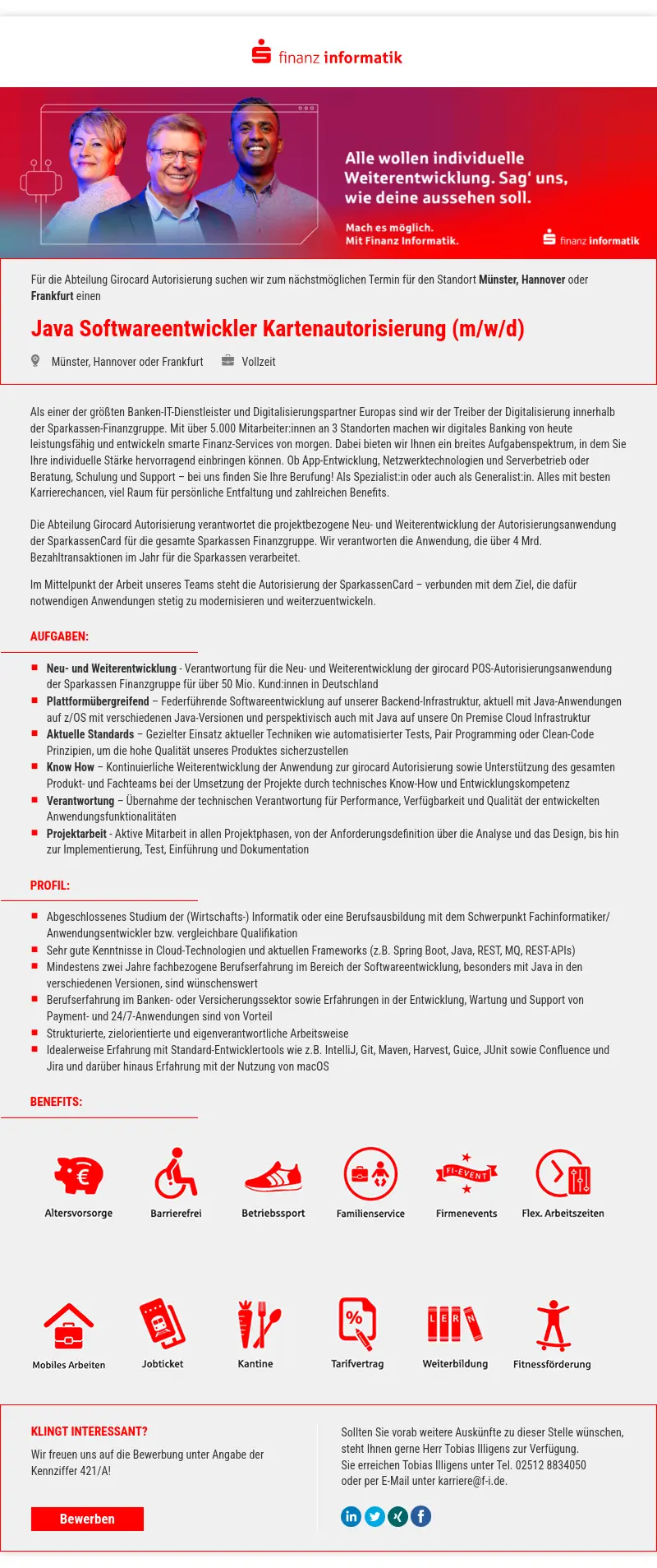 Java Softwareentwickler Kartenautorisierung (m/w/d)
