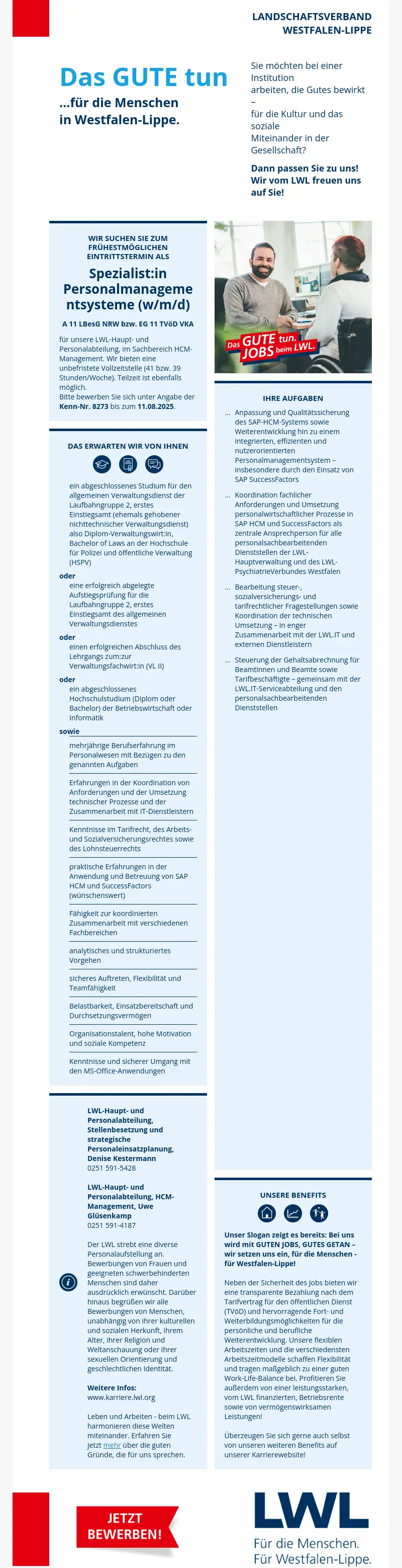 Spezialist:in Personalmanagementsysteme (w/m/d)