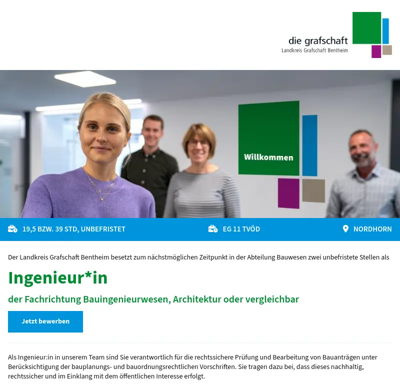 Ingenieur:in der Fachrichtung Bauingenieurwesen, Architektur oder vergleichbar