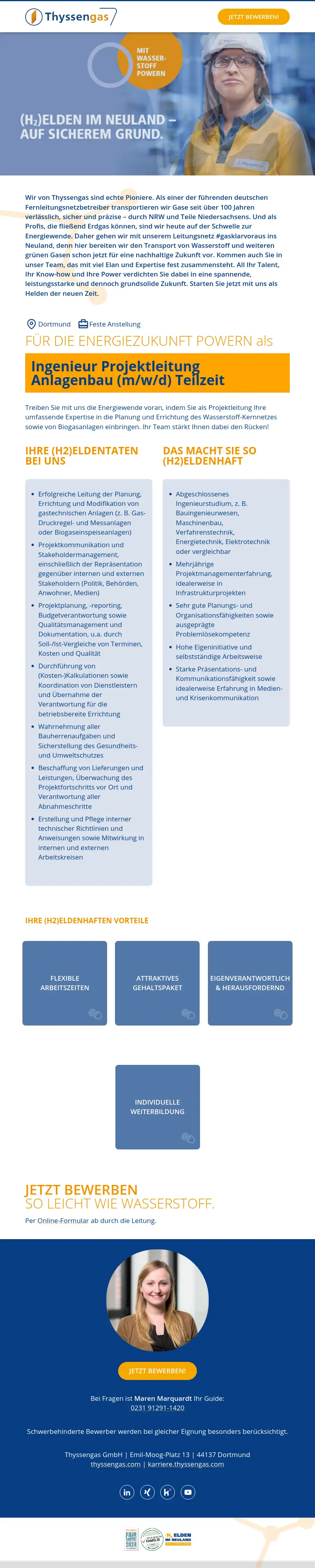 Ingenieur Projektleitung Anlagenbau (m/w/d) Teilzeit