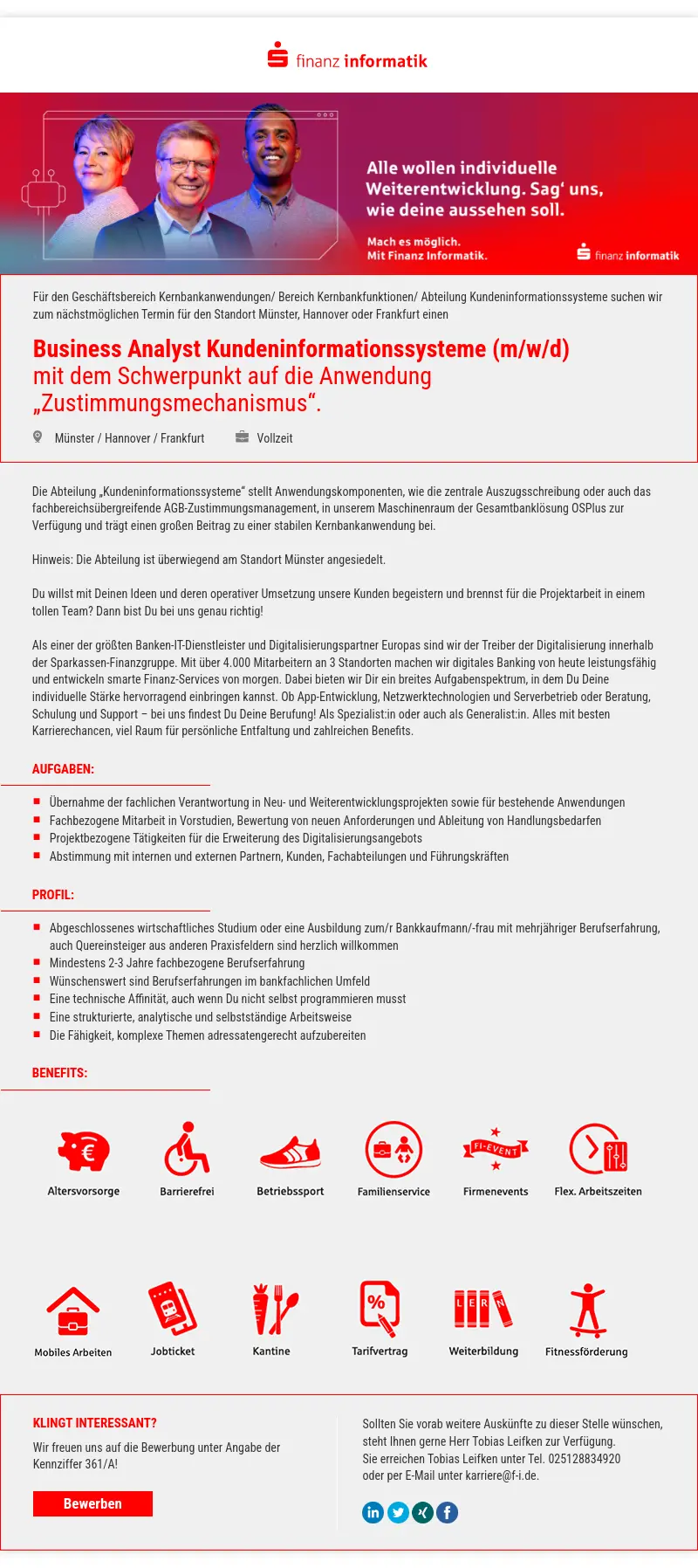 Business Analyst Kundeninformationssysteme (m/w/d)