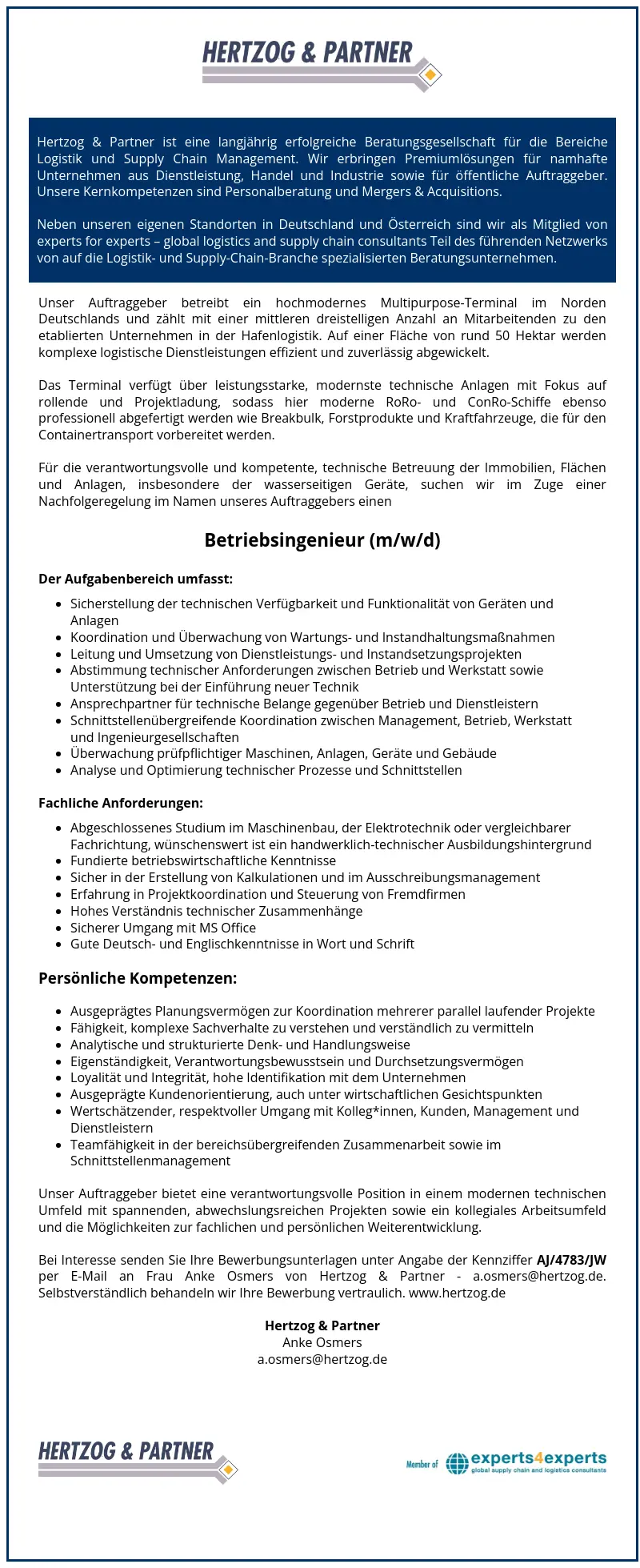 Betriebsingenieur (m/w/d)