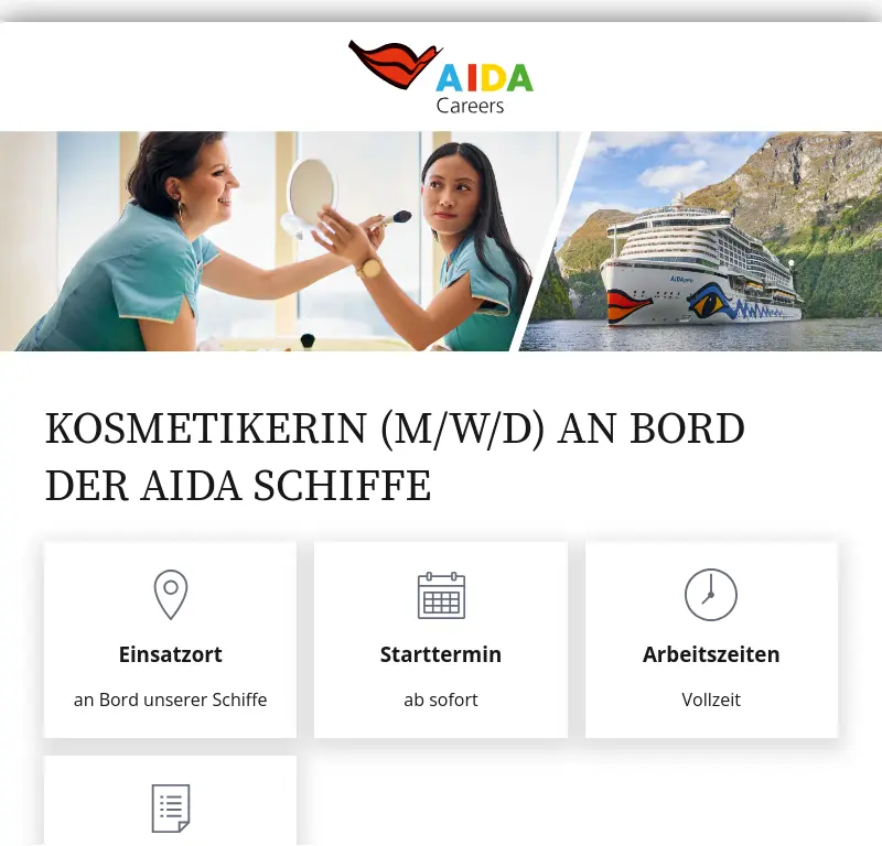 Kosmetikerin (m/w/d) an Bord der AIDA Schiffe
