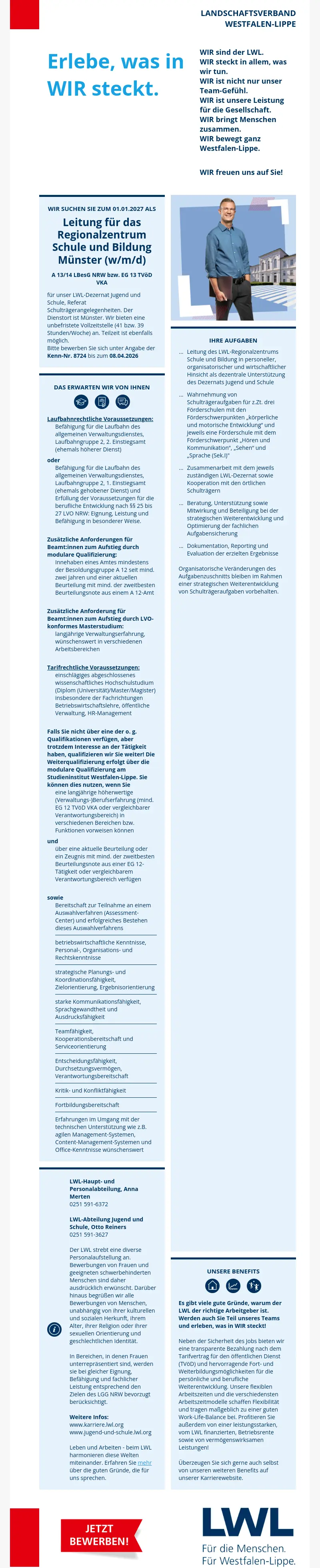 Leitung für das Regionalzentrum Schule und Bildung Münster (m/w/d)