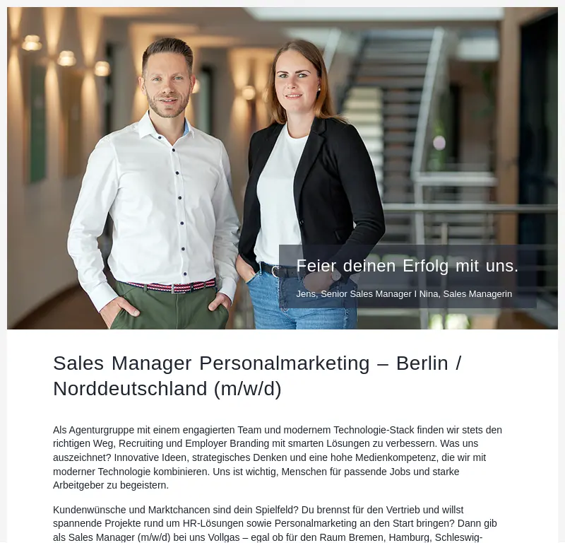 Sales Manager Personalmarketing - Berlin / Norddeutschland (m/w/d)