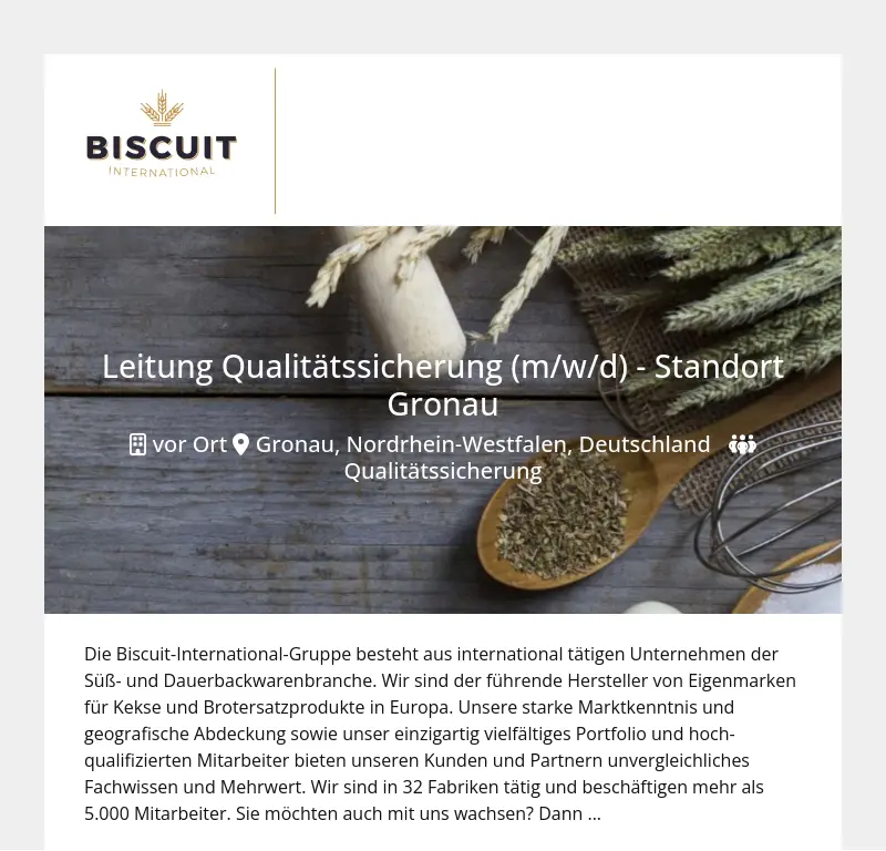 Leitung Qualitätssicherung (m/w/d)