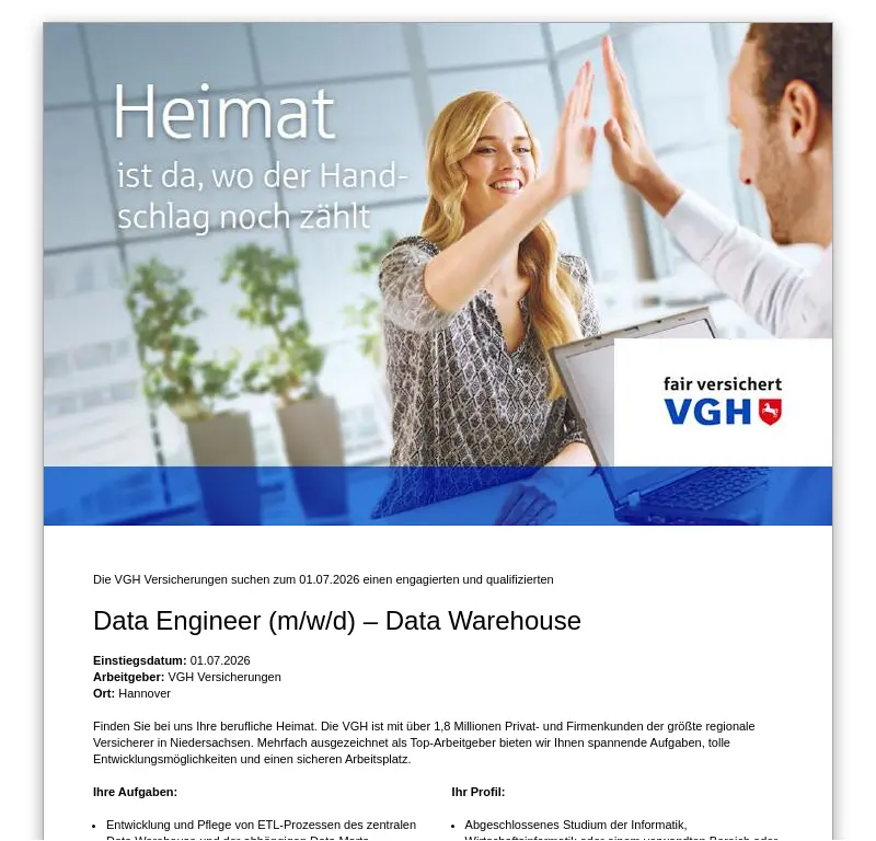 Data Engineer (m/w/d) - Data Warehouse