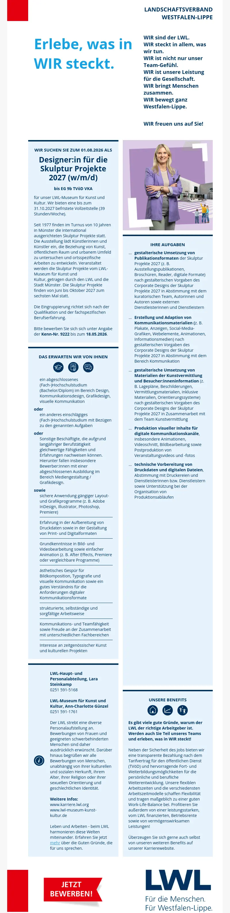 Designer:in für die Skulptur Projekte 2027 (w/m/d)
