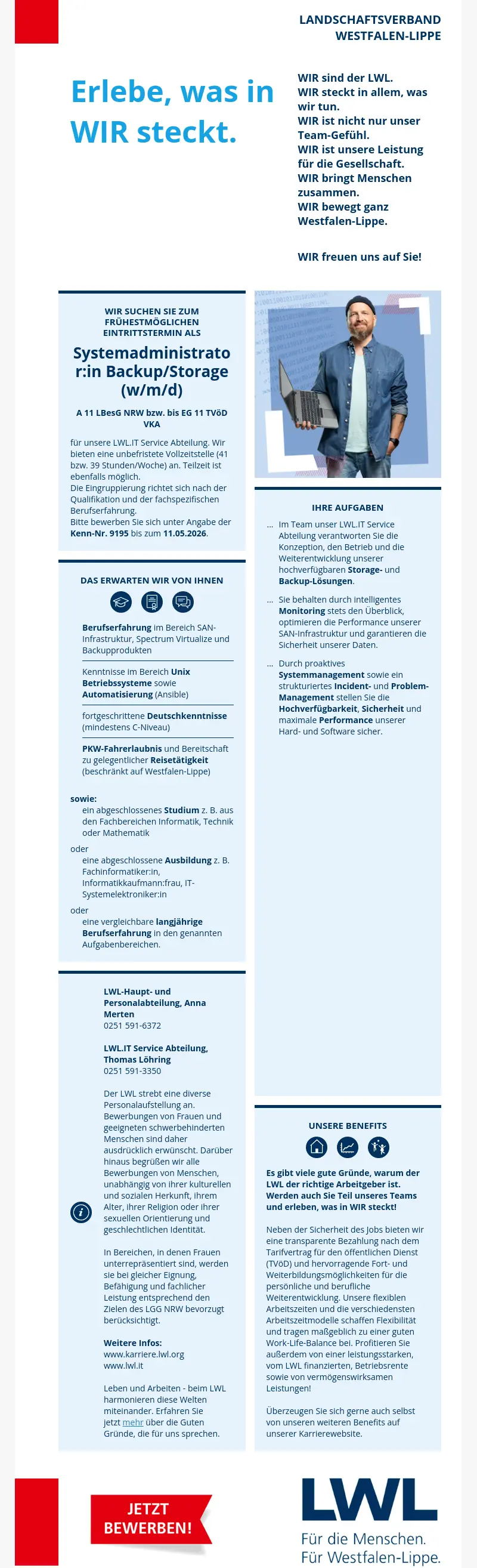 Systemadministrator:in Backup/Storage (w/m/d)