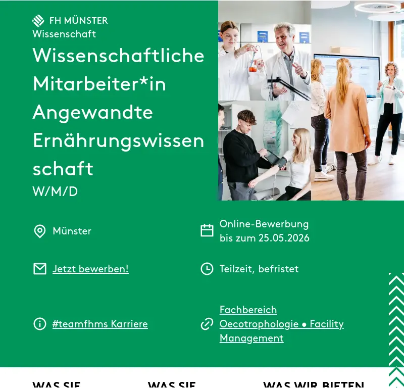 Wissenschaftliche Mitabeiter*in Angewandte Ernährungswissenschaft (w/m/d)