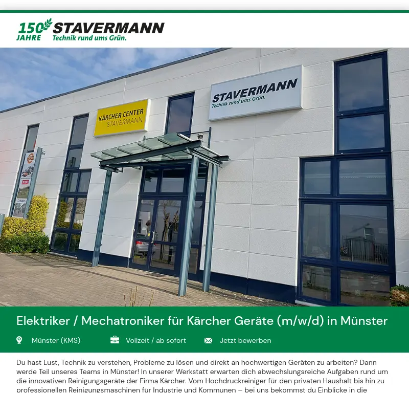 Elektriker / Mechatroniker für Kärcher Geräte (m/w/d) in Münster