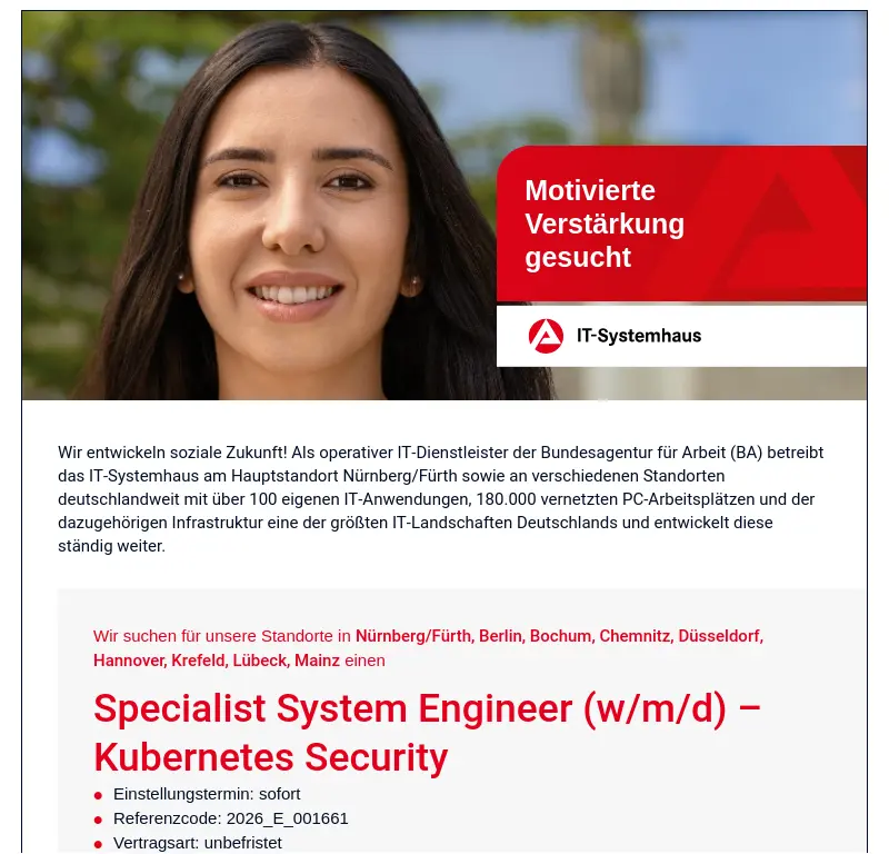 Specialist System Engineer (w/m/d) - Kubernetes Security