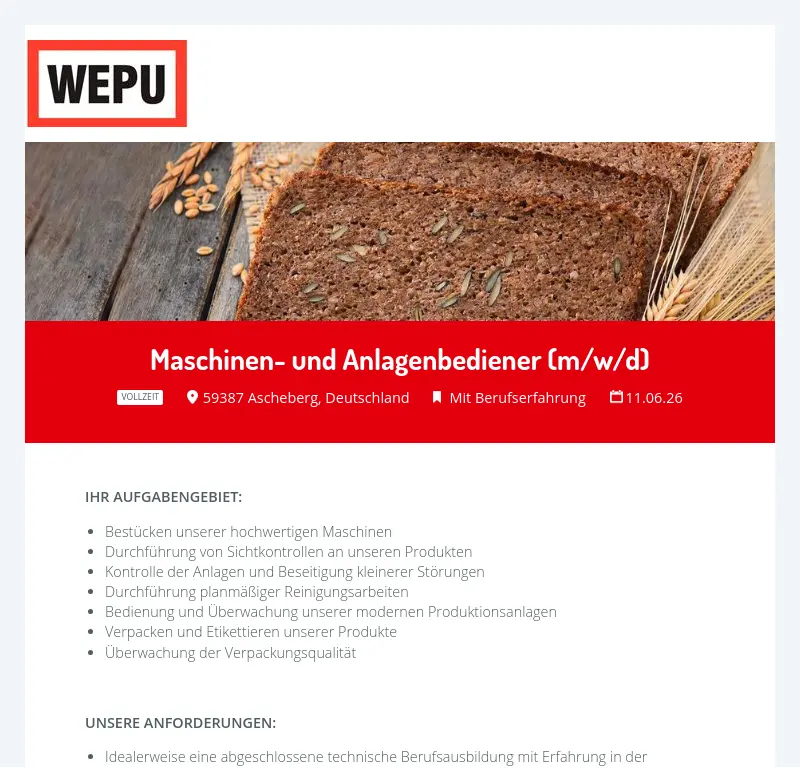 Maschinen- und Anlagenbediener (m/w/d)
