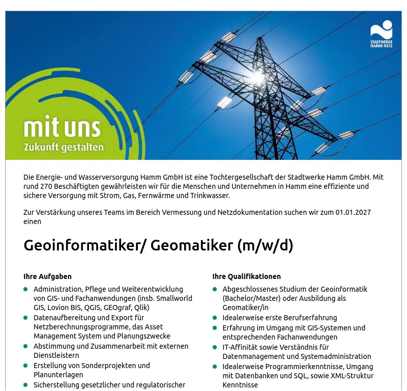 Geoinformatiker / Geomatiker (m/w/d)